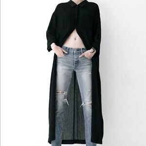 NWT MOUSSY VINTAGE Black Cotton Chiffon Half Sleeve Shirt Dress Sz. XS